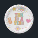 Patch Preppy Ten is a Vibe 10th Birthday Papieren Bordje<br><div class="desc">Ten is a Vibe! Preppy patch 10th birthday. Retro style patches and sprinkle background.</div>