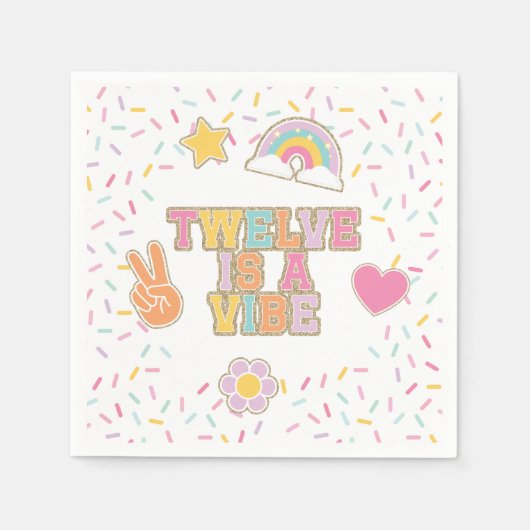 Patch Preppy Twelve is een vibe 12e verjaardag Servet (Voorkant)