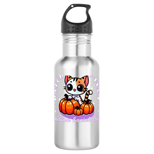 Patch purr-fect - kat pompoen patch waterfles (Voorkant)