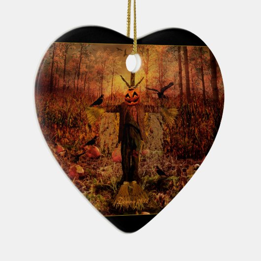 Patch Scarecrow Pumpkin Patch Heart Ornament (Rechts)