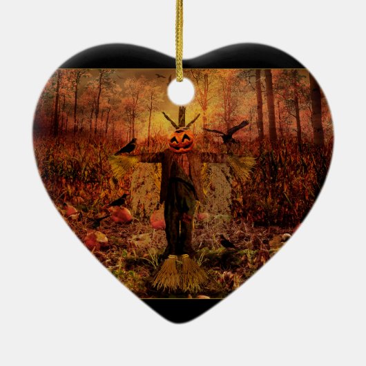 Patch Scarecrow Pumpkin Patch Heart Ornament (Achterkant)