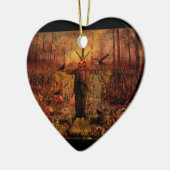 Patch Scarecrow Pumpkin Patch Heart Ornament (Links)