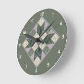 Patch Star Quilt Block in Lavender & Green Ronde Klok (Hoek)