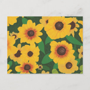 Patch van Gele Zonnebloemen Schilderen op Briefkaa Briefkaart