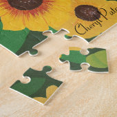 Patch van gele zonnebloemen schilderij Puzzel (Zijkant)
