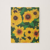 Patch van gele zonnebloemen schilderij Puzzel (Verticaal)