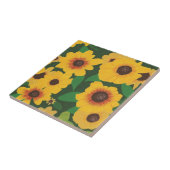 Patch van gele zonnebloemen schilderij Trivet Tegeltje (Zijkant)
