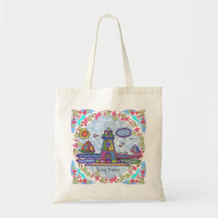 Patch vuurtoren boodschappentas tote bag