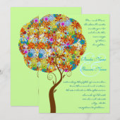 Patch Work Bloem Liefde Boom Trouw Uitnodiging (Voorkant / Achterkant)