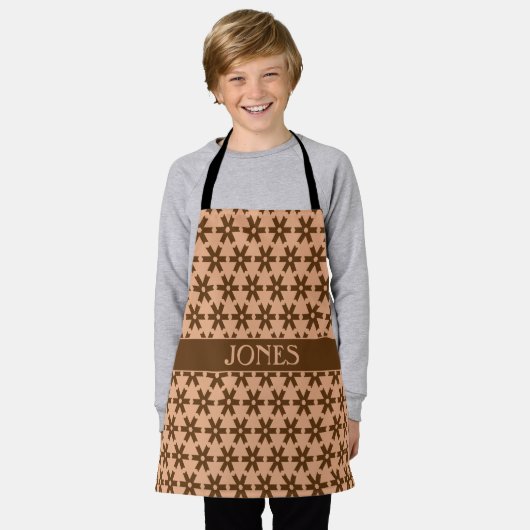 Patches Crème Bruin Minimaal Patroon Schort (Gedragen)