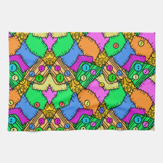 Patches en Buttonnen Halloween Theedoek (Horizontaal)