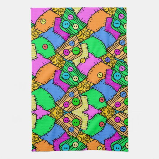 Patches en Buttonnen Halloween Theedoek (Verticaal)