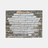 Patches Grey and White Brick Wall Fleece Deken (Voorkant (Horizontaal))