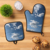 Patches van witte wolk ovenwant & pannenlap set (Top down)