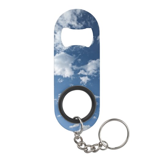 Patches van witte wolken mini flessenopener (Achterkant)