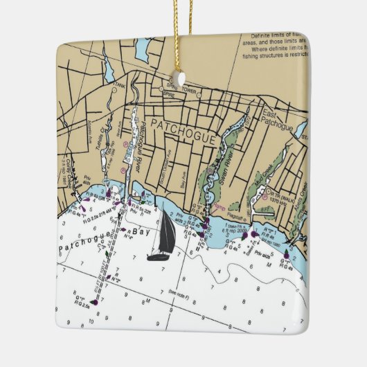 Patchogue NY Chart Keramisch Ornament (Links)