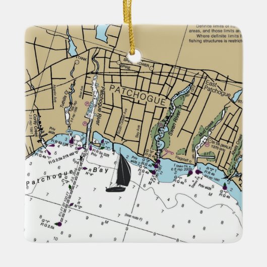 Patchogue NY Chart Keramisch Ornament (Voorkant)