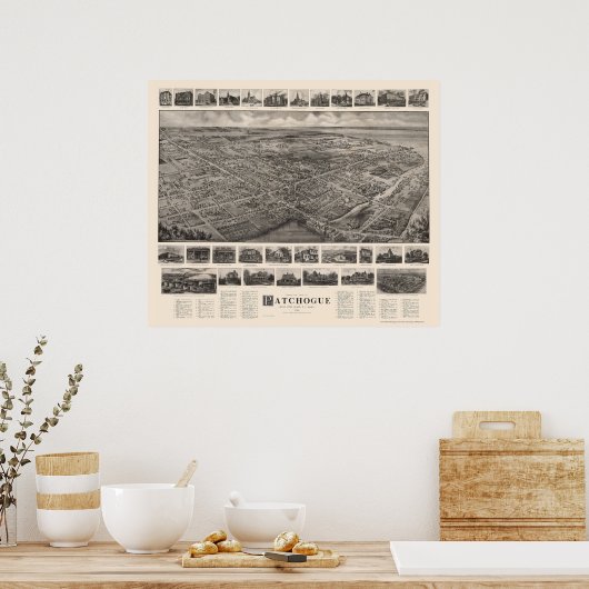 Patchogue, NY Panoramic Map - 1906 Poster (Keuken)