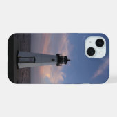 Patchogue-vuurtoren bij zonsondergang iPhone 15 case (Achterkant horizontaal)