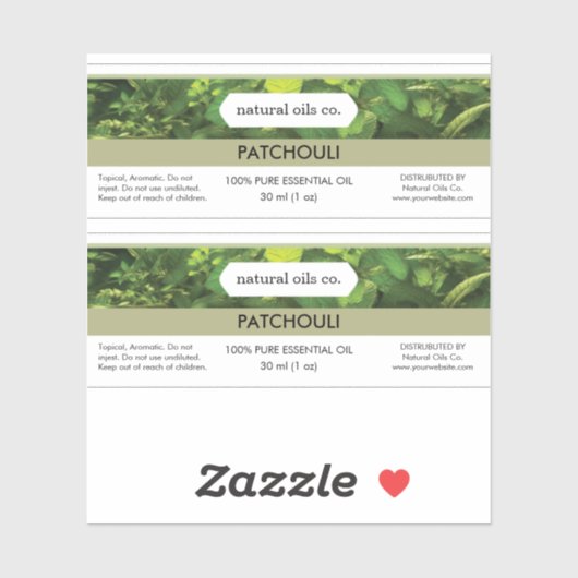 Patchouli Essentiële Oliën Geurstof Flesetiket Sticker (Vel)