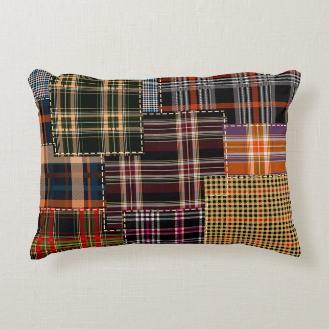 patchwerkpatronen, tartan-ontwerp, oppervlak accent kussen (Voorkant)