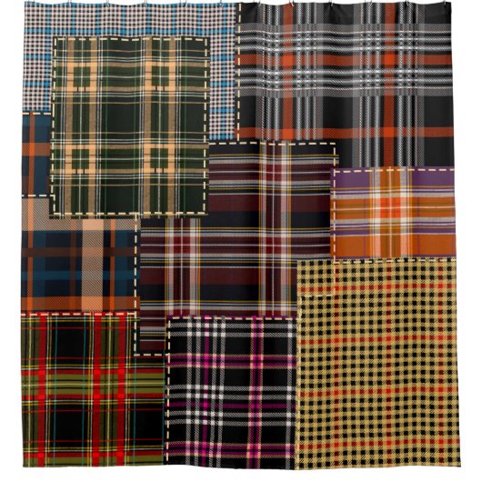patchwerkpatronen, tartan-ontwerp, oppervlak douchegordijn (Voorkant)