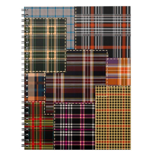 patchwerkpatronen, tartan-ontwerp, oppervlak notitieboek (Voorkant)