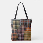 patchwerkpatronen, tartan-ontwerp, oppervlak tote bag (Achterkant)
