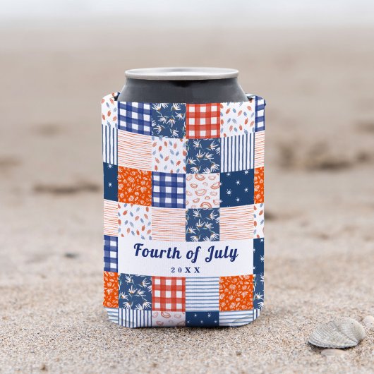 Patchwork 4e juli Red White Blue Koelbox Blikjeskoeler