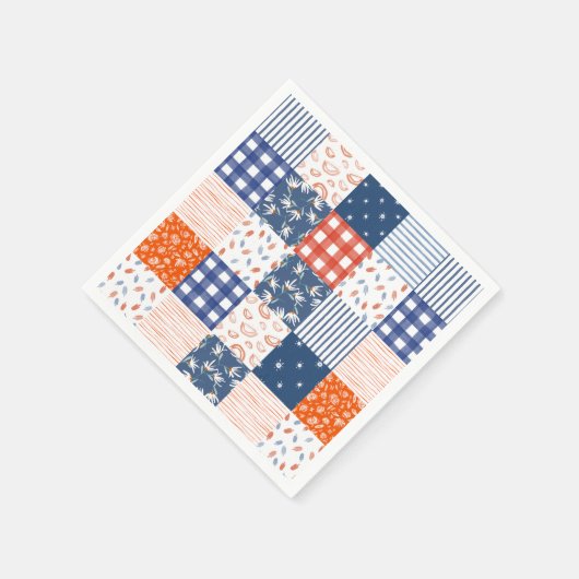Patchwork 4e juli rood wit blauw servet (Hoek)