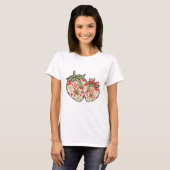 Patchwork Aardbei Hartjes Schattig Coquette Kunst T-shirt (Voorkant volledig)