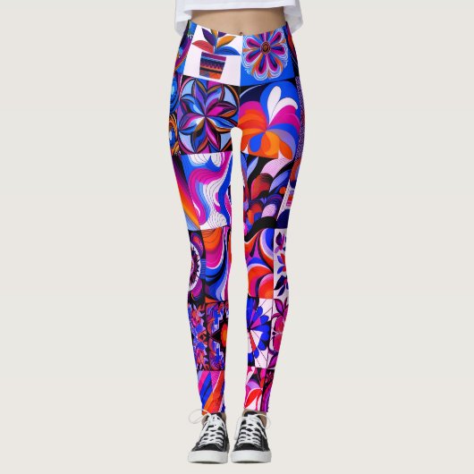 Patchwork Abstracte Kunst Paar Aangepaste Moderne Leggings (Voorkant)