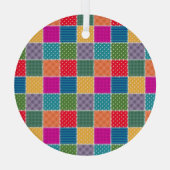 Patchwork achtergrond: Diverse Patroon Mix Glas Ornament (Achterkant)