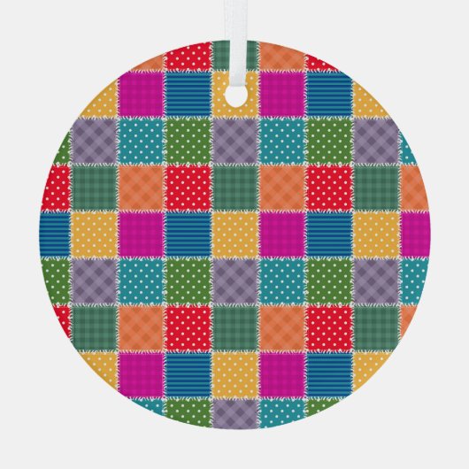 Patchwork achtergrond: Diverse Patroon Mix Glas Ornament (Achterkant)