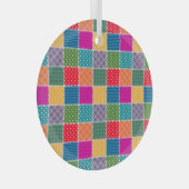 Patchwork achtergrond: Diverse Patroon Mix Glas Ornament (Voorkant Rechts)