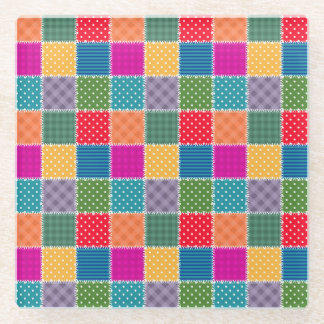Patchwork achtergrond: Diverse Patroon Mix Glazen Onderzetter