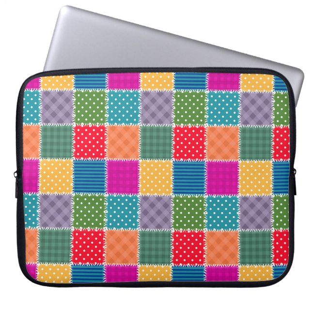 Patchwork achtergrond: Diverse Patroon Mix Laptop Sleeve (Voorkant)