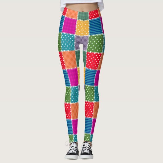Patchwork achtergrond: Diverse Patroon Mix Leggings (Voorkant)