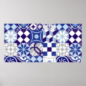  patchwork-achtergrond met traditioneel blauw poster (Voorkant)