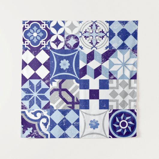 patchwork-achtergrond met traditioneel blauw wandkleed (Voorkant)
