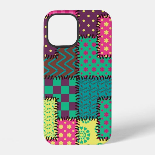 patchwork-achtergrond met verschillende patronen iPhone hoesje (Achterkant)