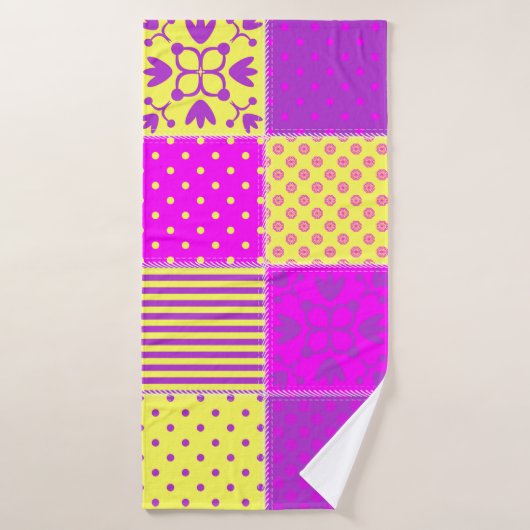 patchwork achtergrond met verschillende patronen k badhanddoek (Badhanddoek)