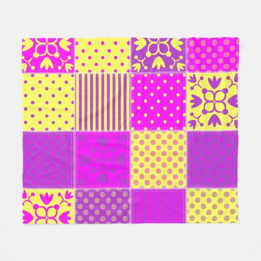 patchwork achtergrond met verschillende patronen k fleece deken (Voorkant (Horizontaal))