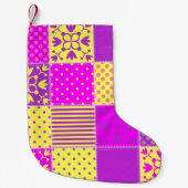 patchwork achtergrond met verschillende patronen k kleine kerstsok (Voorkant)