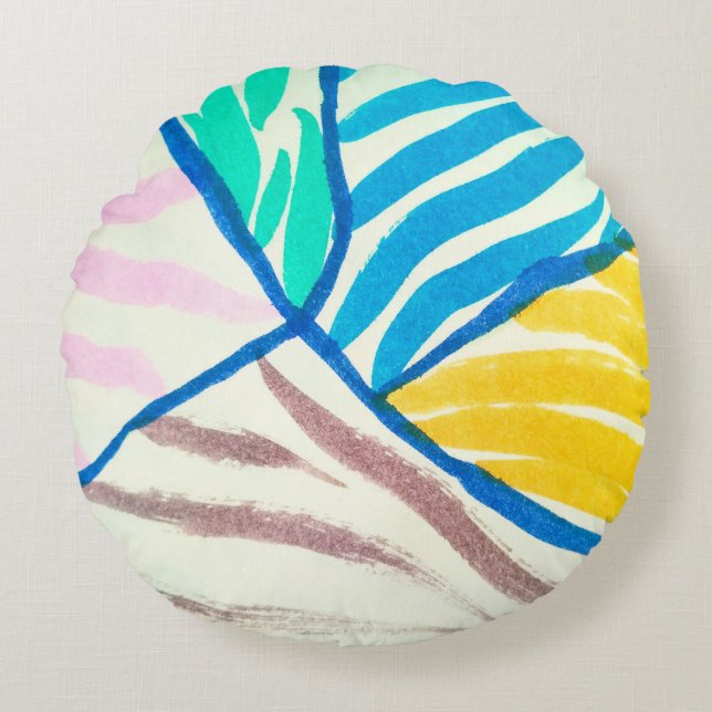 patchwork-achtergrond met verschillende patronen rond kussen (Voorkant)
