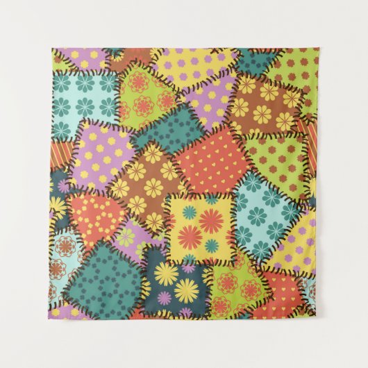 patchwork-achtergrond met verschillende patronen wandkleed (Voorkant)
