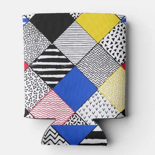 Patchwork achtergrond: vogels, stippen. blikjeskoeler (Achterkant)