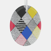 Patchwork achtergrond: vogels, stippen. glas ornament (Voorkant Rechts)