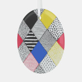 Patchwork achtergrond: vogels, stippen. glas ornament (Voorkant links)
