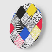 Patchwork achtergrond: vogels, stippen. grote klok (Hoek)